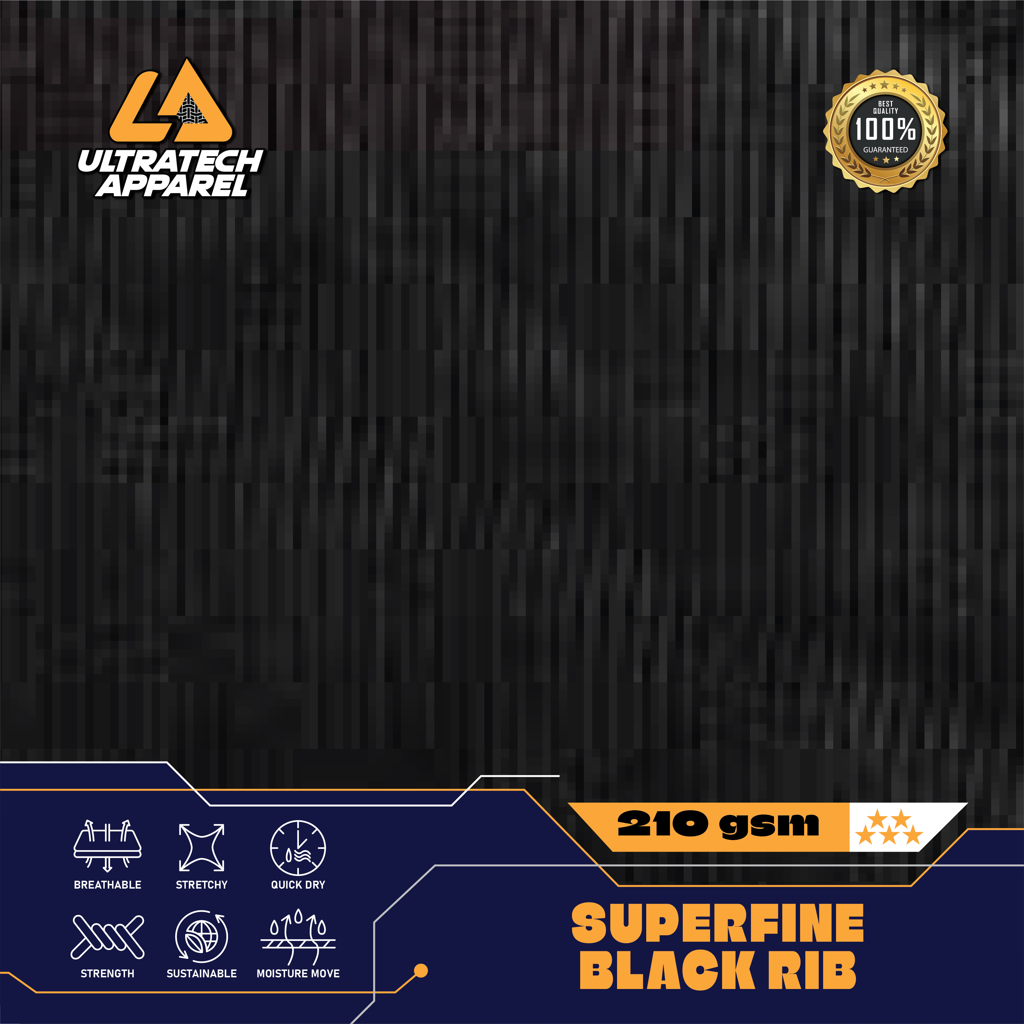 Superfine Black Rib (210gsm)